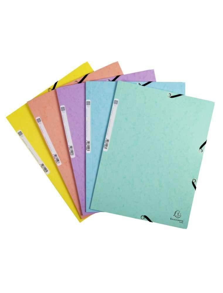 CARPETAS EXACOMPTA CON GOMAS Y SOLAPAS COLORES PASTEL PACK 5 UNIDADES