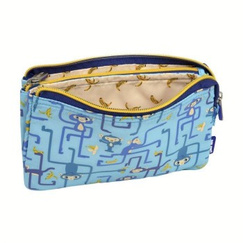 ESTUCHE 5 COMPARTIMENTOS TANGLED MONKEYS AZUL - MILAN