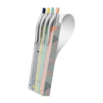 ESTUCHE 4 BOLÍGRAFOS COLORES SURTIDOS SILVER