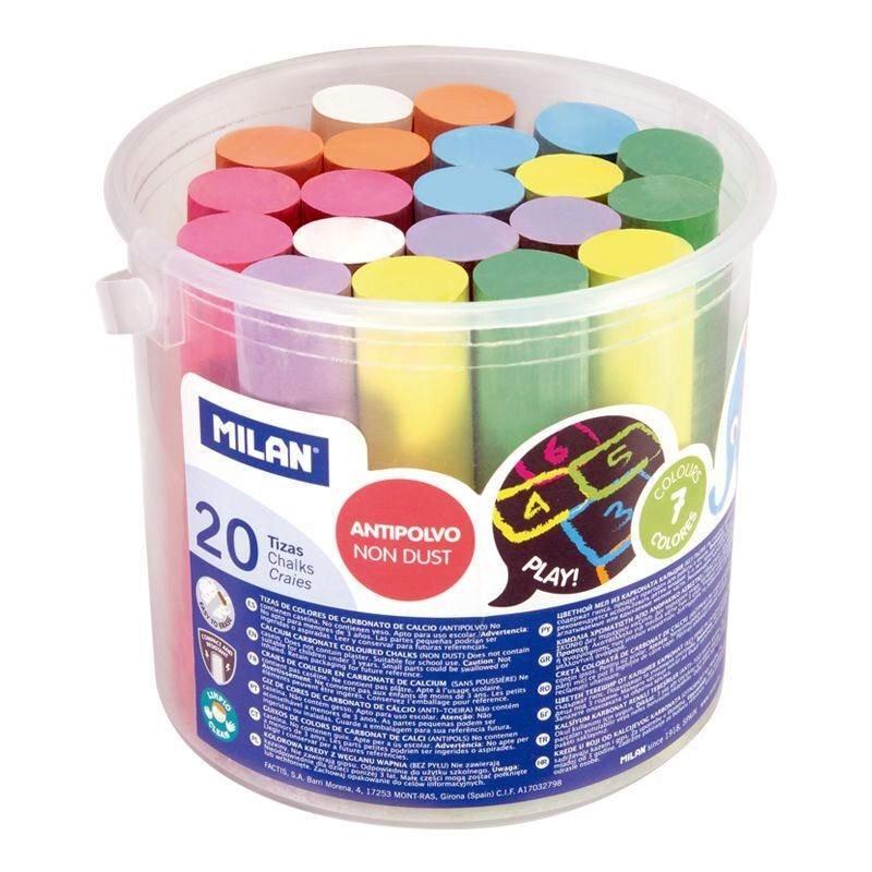 BOTE 20 TIZAS DE COLORES MAXI ANTIPOLVO