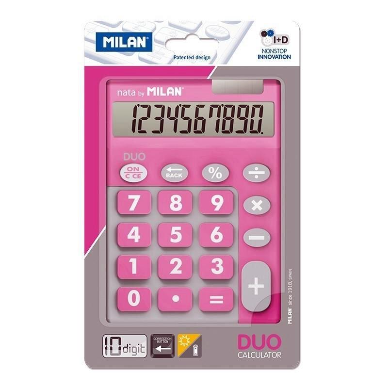 MILAN BLÍSTER CALCULADORA DUO ROSA 10 DÍGITOS TECLAS GRANDES