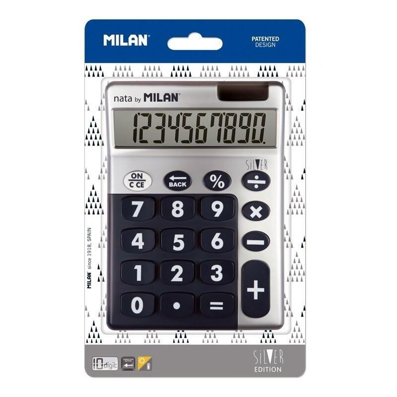 MILAN BLÍSTER CALCULADORA SILVER AZUL 10 DÍGITOS
