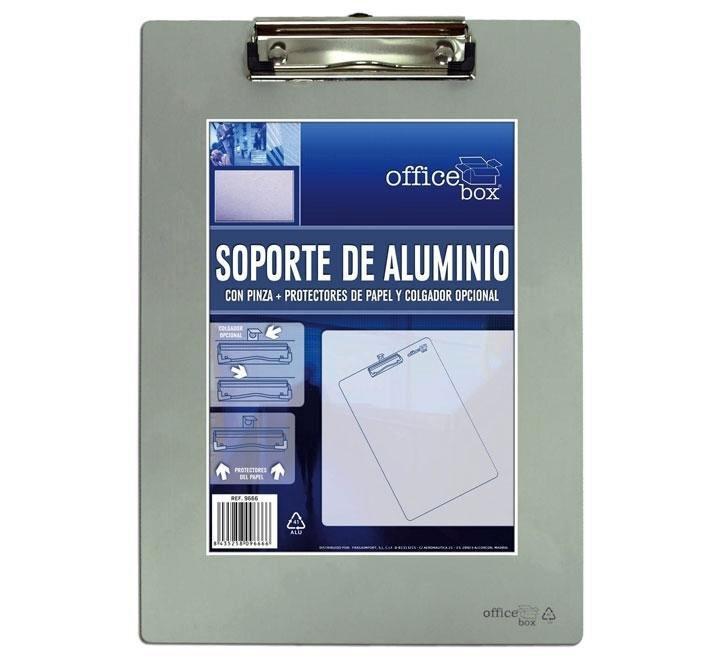 SOPORTE DE ALUMINIO OFFICE BOX CON PINZA Y COLGADOR