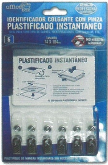 IDENTIFICADOR CON PINZA - PLASTIFICADO INSTANTÁNEO (BLISTER 6 UDS)