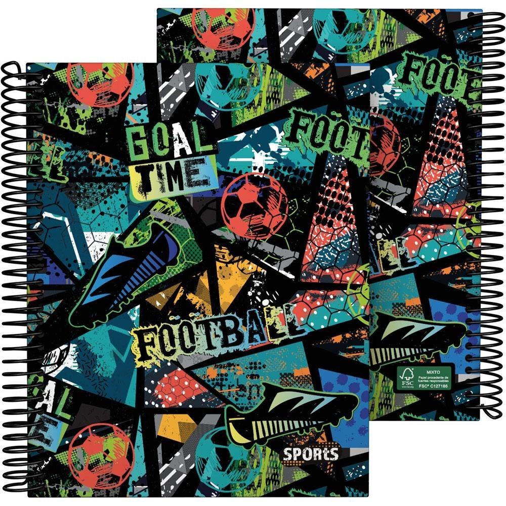 CUADERNO A4 TAPA DURA 100 HOJAS 5 COLORES FOOTBALL