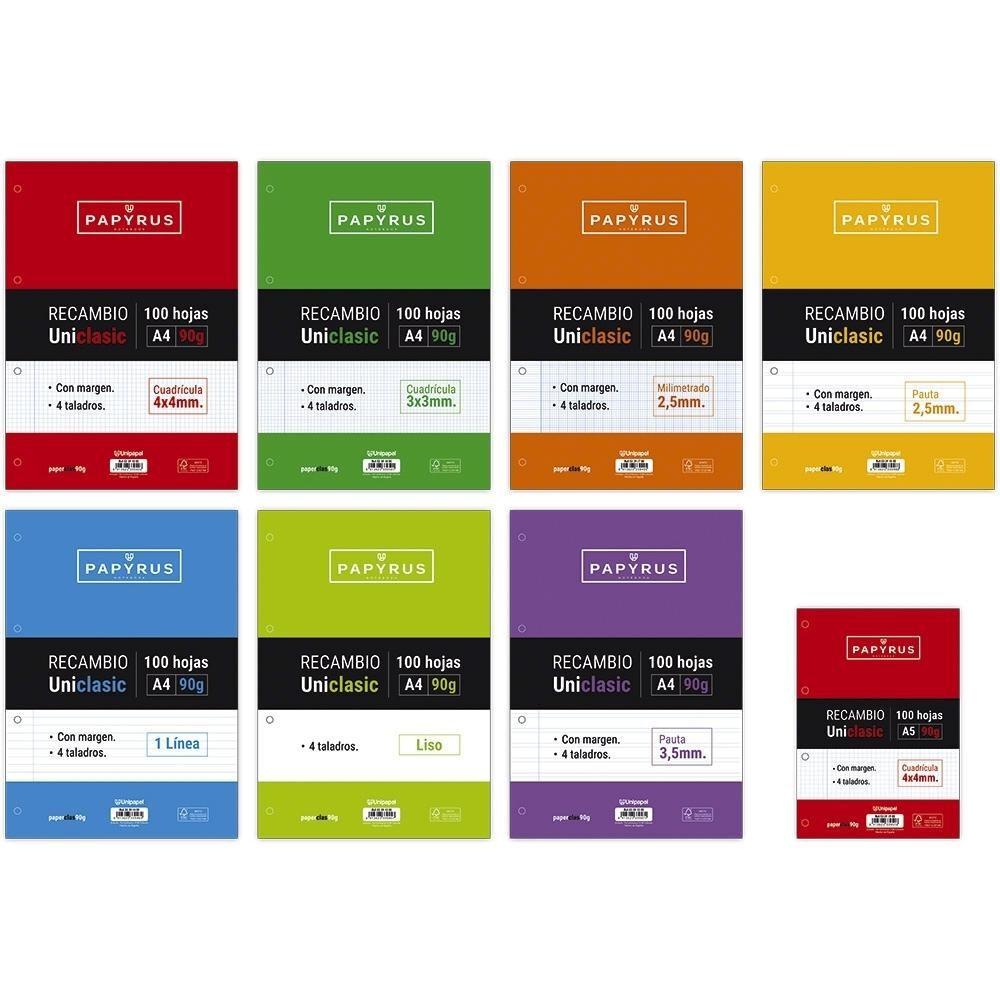 RECAMBIO PAPYRUS 4 TALADROS A-4 CUADRICULA 4X4 90GR