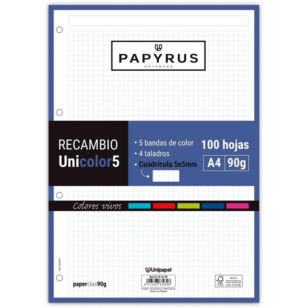 RECAMBIO PAPYRUS UNICOLOR-5 90 GRAMOS 5 BANDAS DE COLOR 5X5 COLORES FUERTES