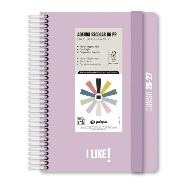 (26) AGENDA ESCOLAR 2026-2027 GRAFOPLAS A5 2DP PP LIKE LAVANDA