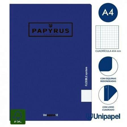 LIBRETA GRAPADA PP PAPYRUS A4 48H 4X4 AZUL OSCURO