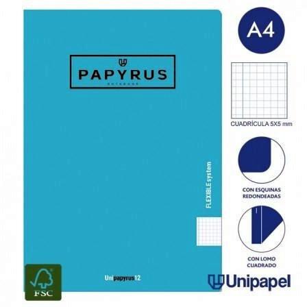 LIBRETA GRAPADA PP PAPYRUS A4 48H 4X4 TURQUESA