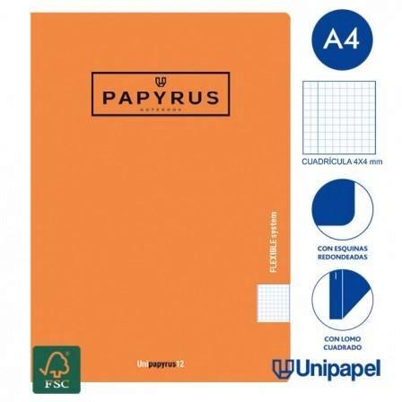 LIBRETA GRAPADA PP PAPYRUS A4 48H 4X4 NARANJA