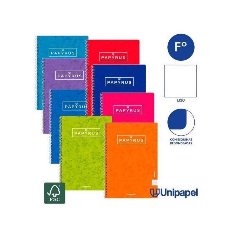 CUADERNO TAPA DURA PAPYRUS FOLIO 80H LISO COLOR SURTIDO