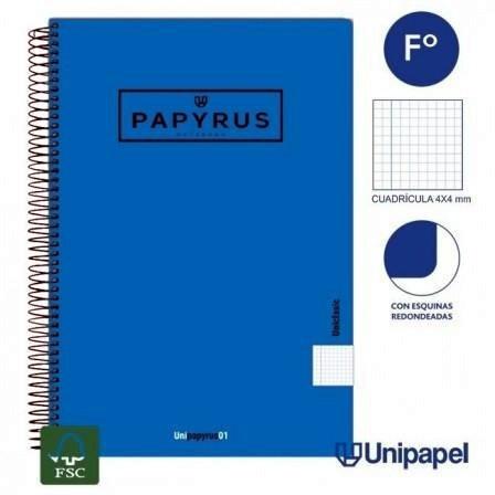 CUADERNO TAPA BLANDA PAPYRUS FOLIO 80H 4X4 AZUL
