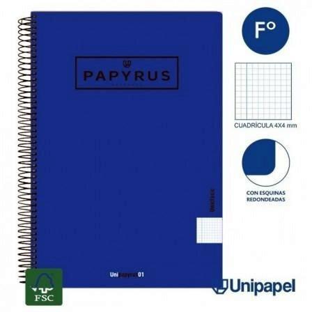CUADERNO TAPA BLANDA PAPYRUS FOLIO 80H 4X4 AZUL OSCURO