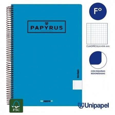 CUADERNO TAPA BLANDA PAPYRUS FOLIO 80H 4X4 TURQUESA