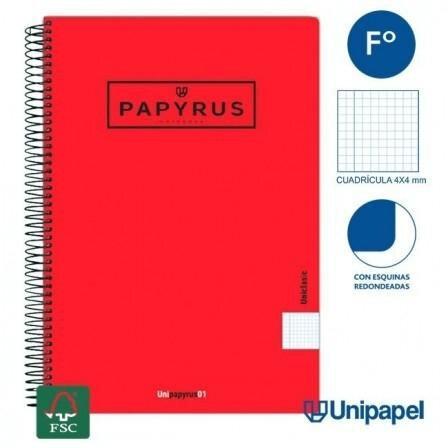 CUADERNO TAPA BLANDA PAPYRUS FOLIO 80H 4X4 ROJO
