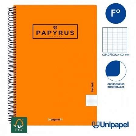 CUADERNO TAPA BLANDA PAPYRUS FOLIO 80H 4X4 NARANJA