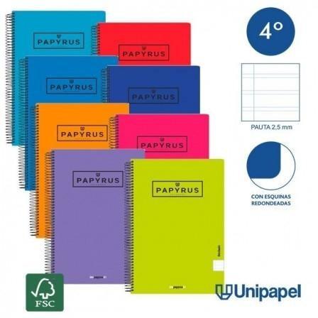 CUADERNO TAPA DURA PAPYRUS A5 80H PAUTA 2,5 COLOR SURTIDO