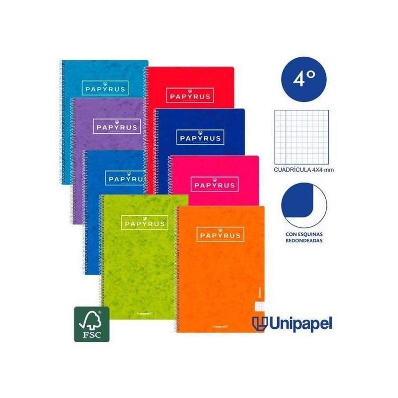 CUADERNO TAPA DURA PAPYRUS A5 80H 4X4 COLOR SURTIDO