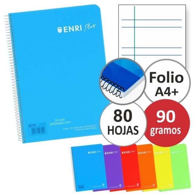 VAC26 (24) CUADERNO FOLIO ENRI+ 80 H TAPA PLASTICO PAUTA DE 2,5 CON MARGEN