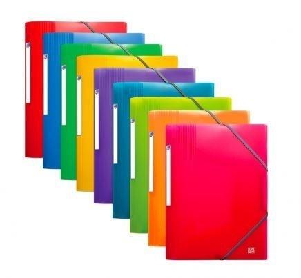 VAC26 (24) CARPETA DE GOMAS OXFORD TAPA PLÁSTICO TAMAÑO A-4+  COLORES SURTIDO