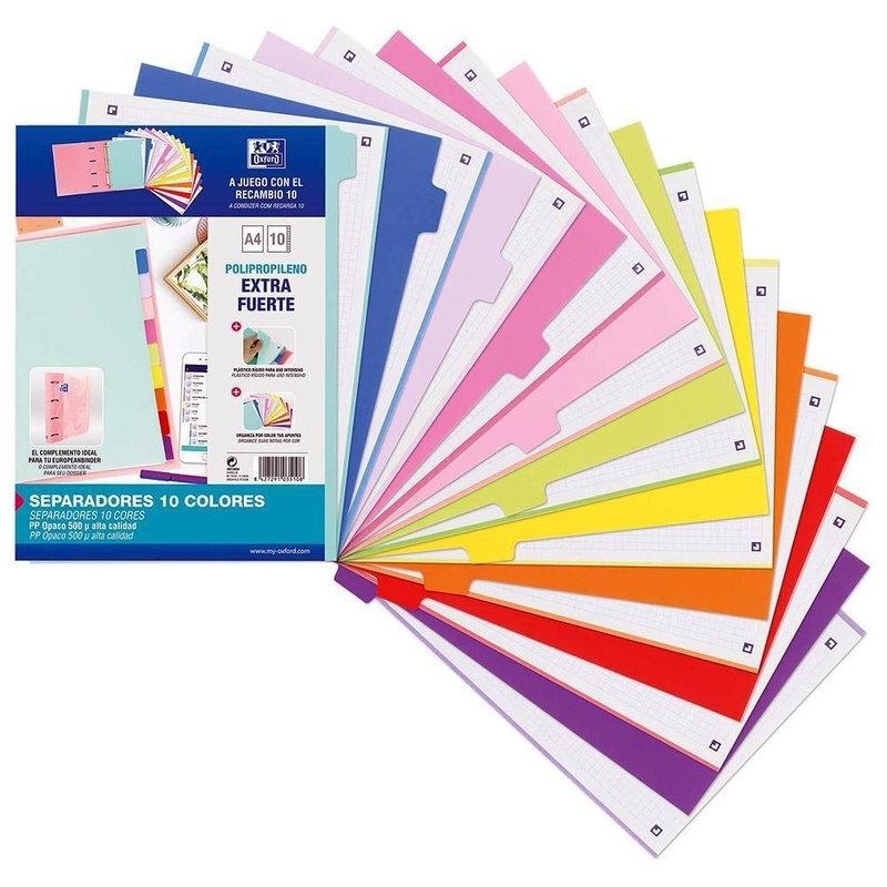 VAC26 (25) SEPARADORES OXFORD PLASTICO EXTRARIGIDO 10 COLORES
