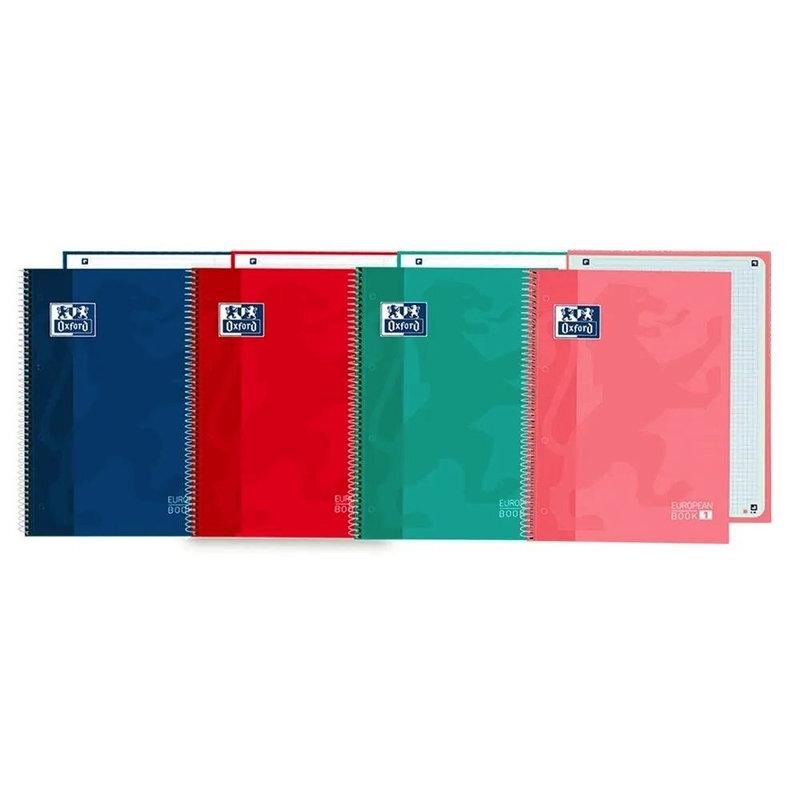 VAC26 (25) CUADERNOS OXFORD EUROPEANBOOK1 TAPA PLASTICO A4 80H 5X5 COL. SURT
