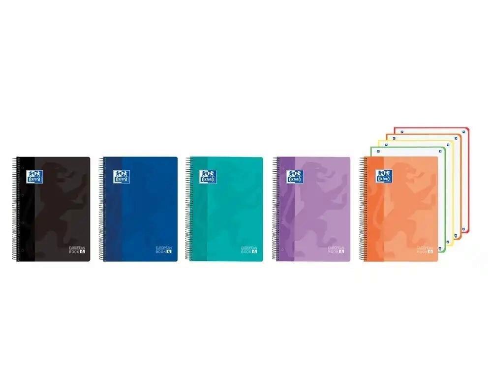 CUADERNO OXFORD EUROPEANBOOK MULTIASIGNAURA TAPA PLASTICO TAMAÑO A-4+ 120 HOJAS 5X5 COLORES VIVOS