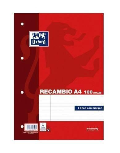 RECAMBIO OXFORD TAPA BLANDA  A-4 1 LÍNEA COLOR ROJO