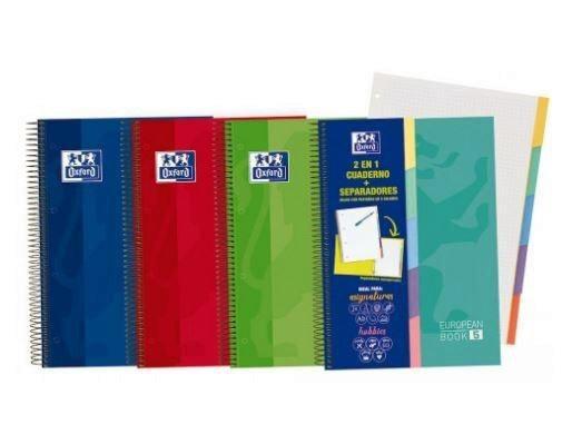 CUADERNO EUROPEANBOOK 5 OXFORD TAPA EXTRADURA  + SEPARADORES A-4 COLORES SURTIDOS