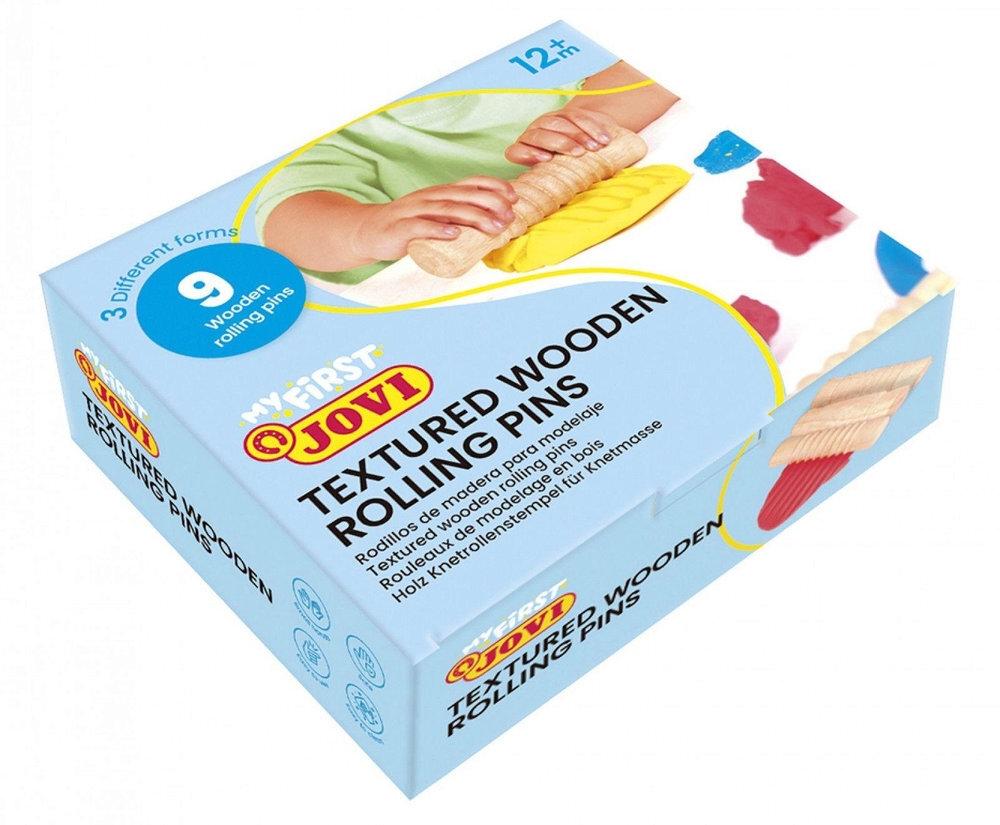 MY FIRST PLASTILINA BABY JOVI SCHOOLPACK 9 RODILLOS DE MADERA DIFERENTES TEXTURAS (3 UDS X 3 TEXTURAS) (+ 12 MESES)