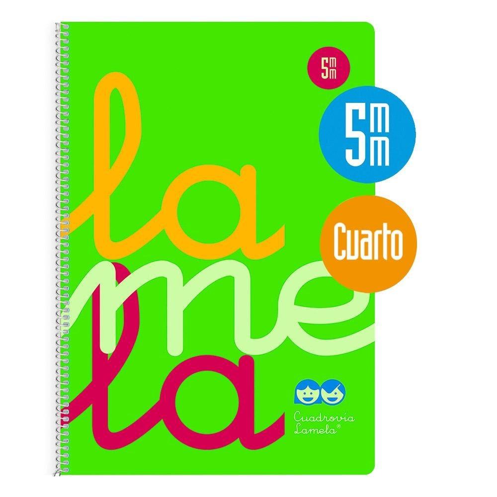 CUADERNO LAMELA 5MM TAPA PLASTICO CUARTO COLOR VERDE