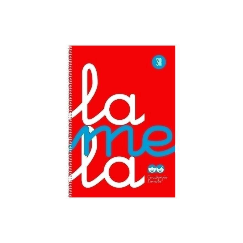 CUADERNO LAMELA TAPA PLASTICA Fº 3MM 80 HOJAS ROJO