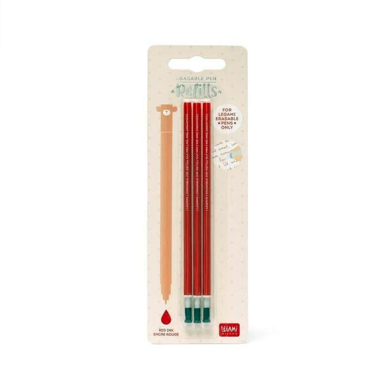 SET  3 CARGAS BOLIGRAFO BORRABLE LEGAMI COLOR ROJO