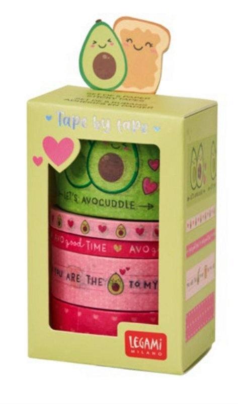 (25) SET DE 5 CINTAS ADHESIVAS DE PAPEL 5M LEGAMI AVOCADO