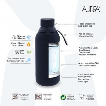 BOTELLA ACERO INOXIDABLE 500M BLACK LEMON