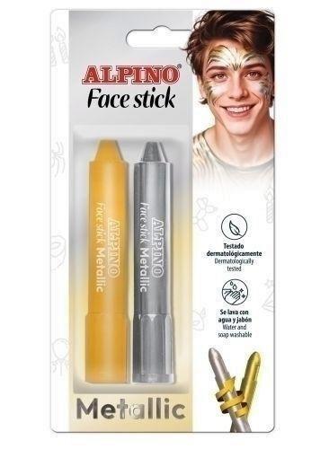 BARRA MAQUILLAJE FACE STICK SET 2 COLORES METALICOS ORO/PLATA