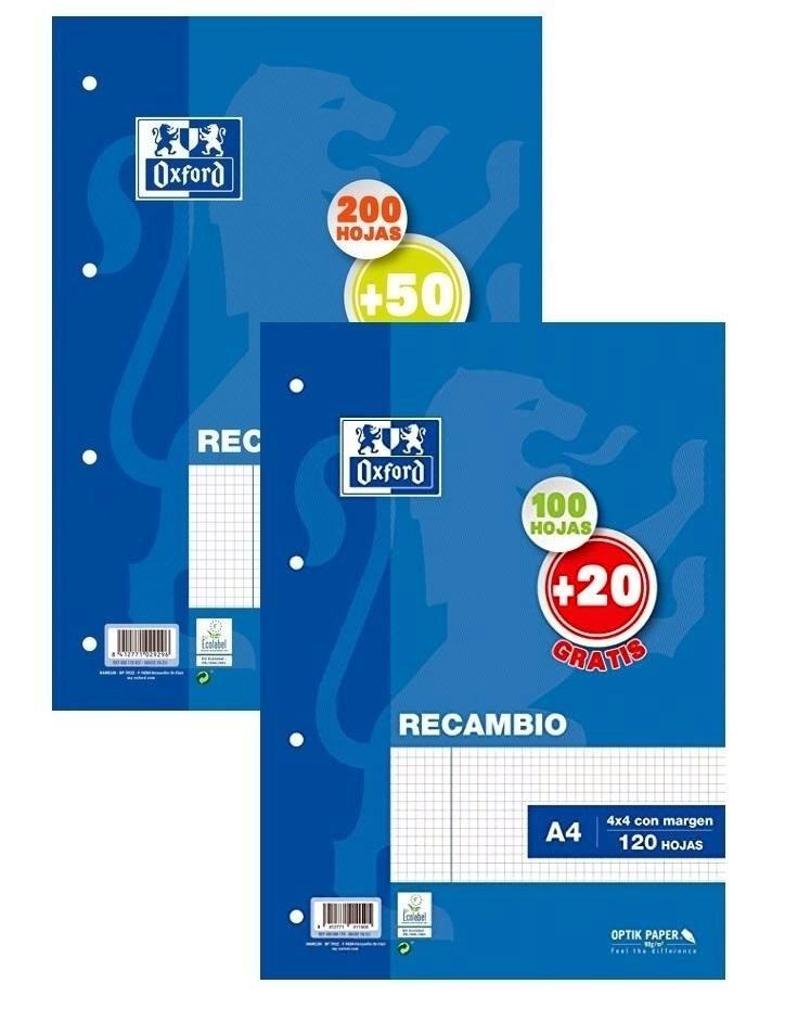 Recambio Oxford A-4 90 gramos cuadro 4x4