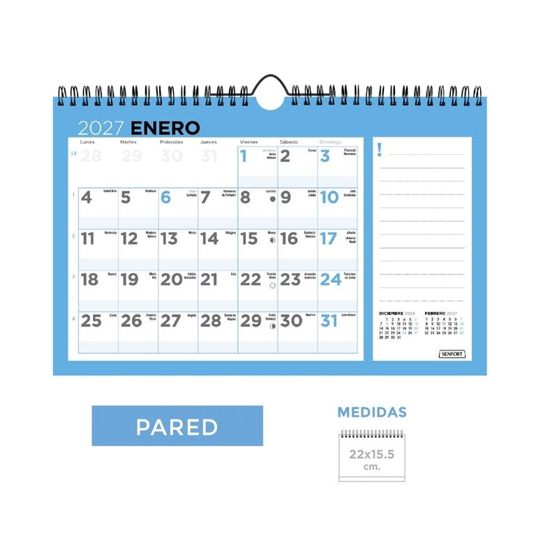 CALENDARIO ANUAL 2027 SENFORT PARED BASIC 22X15,5CM