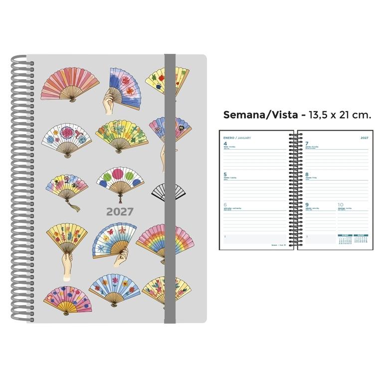 AGENDA ANUAL ESPIRAL SENFORT 2027 POLIPROPILENO DECORADA MARIPOSA S/V 13,5 x 21,5 cm