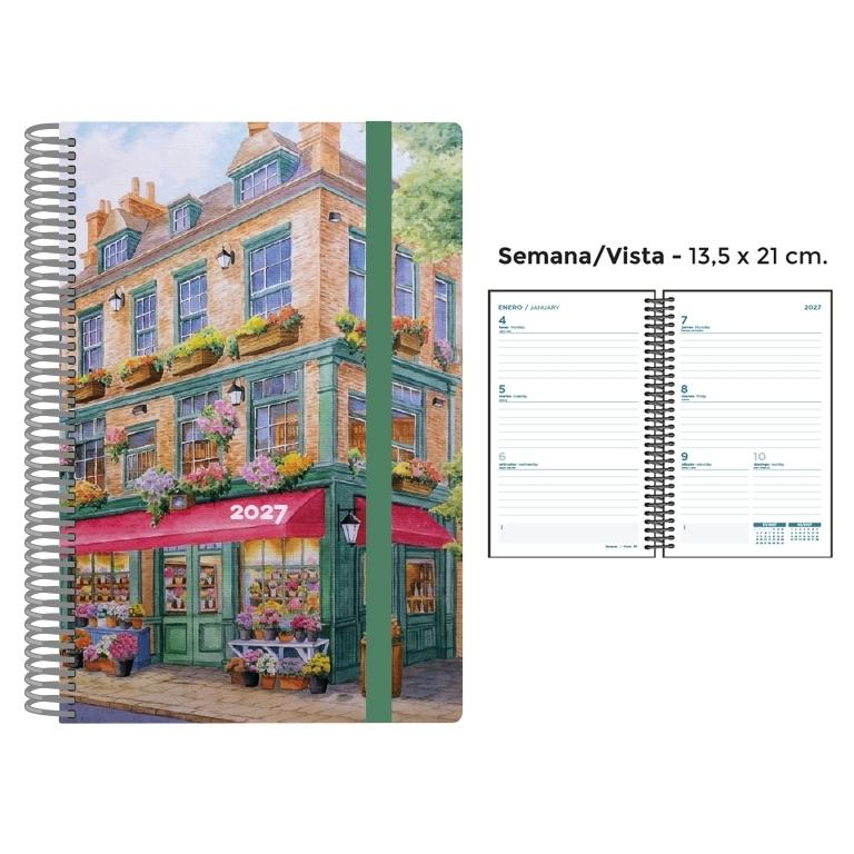 AGENDA ANUAL ESPIRAL SENFORT 2027 POLIPROPILENO DECORADA SUNSET S/V 13,5 x 21,5 cm