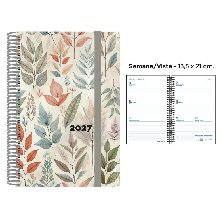 AGENDA ANUAL ESPIRAL SENFORT 2027 POLIPROPILENO DECORADA AUTUMN S/V 13,5 x 21,5 cm