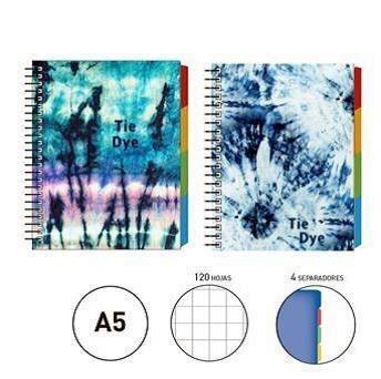 SENFORT KATACRAK TIE DYE CUADERNO A-5 120 HOJAS 4 SEPARADORES