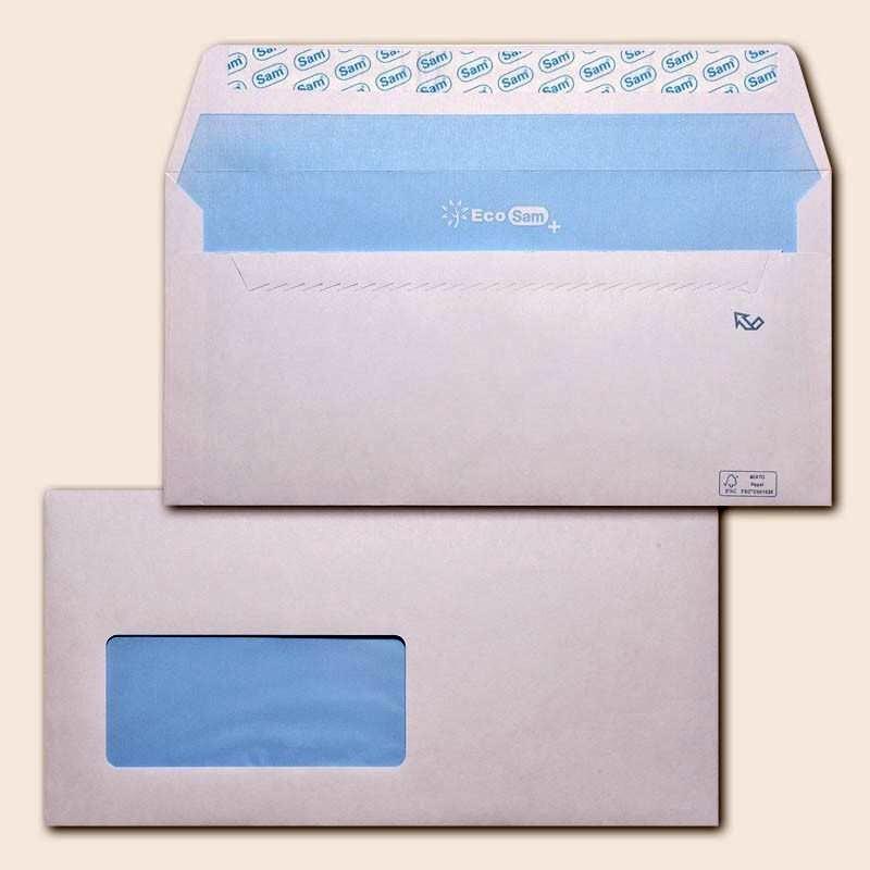 SOBRE SAM 110X220 BLANCO 90 GRAMOS CIERRE SILICONA CAJA DE 500