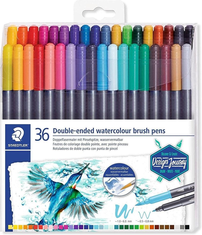 ESTUCHE DE 36 ROTULADORES STAEDTLER DOBLE PUNTA PINCEL 1 - 6 mm