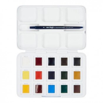 ESTUCHE DE ACUARELAS BÁSICAS CON 12 ACUARELAS EN MEDIAS PASTILLAS + 3 COLORES GRATIS C234