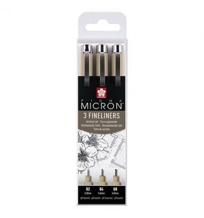 PIGMA MICRON ESTUCHE DE 3 PUNTAFINAS NEGROS 02-04-08 SAKURA