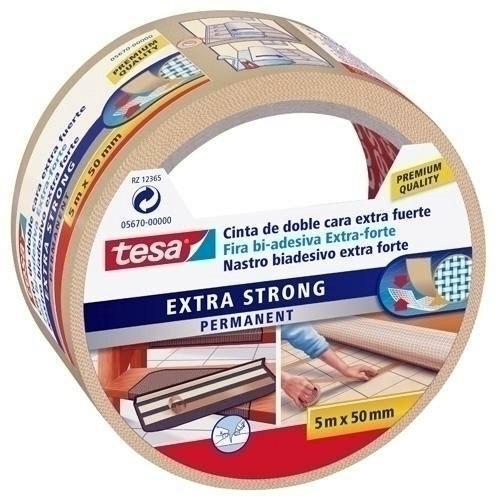 CINTA ADHESIVA DOBLE CARA TESA MOQUETAS ROLLO 5X50 EXTRA FUERTE