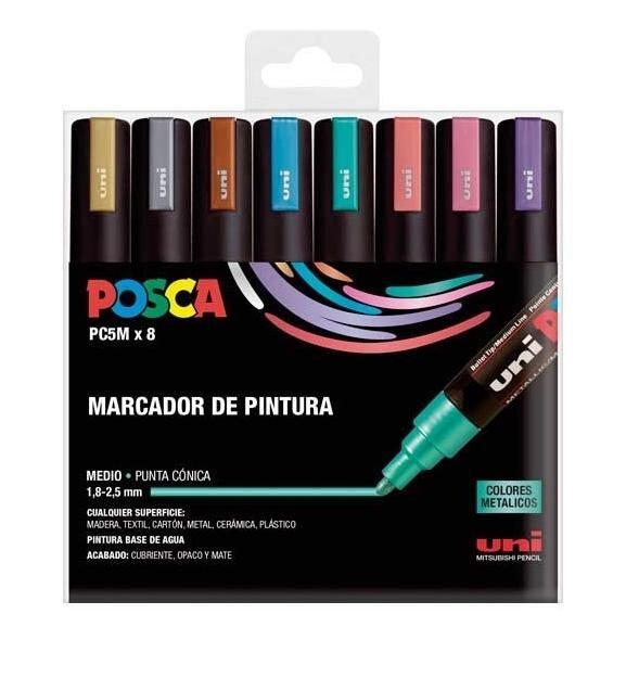 ESTUCHE 8 MARCADORES PC-5M METAL POSCA