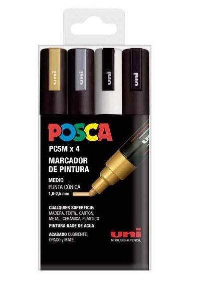 ESTUCHE 4 MARCADORES PC-5M GSWB METAL - POSCA